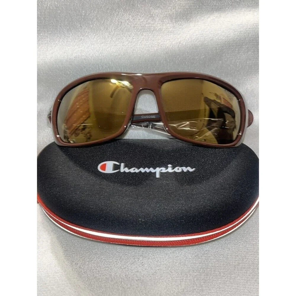Champion Sunglasses Dark Maroon Yellow NEW